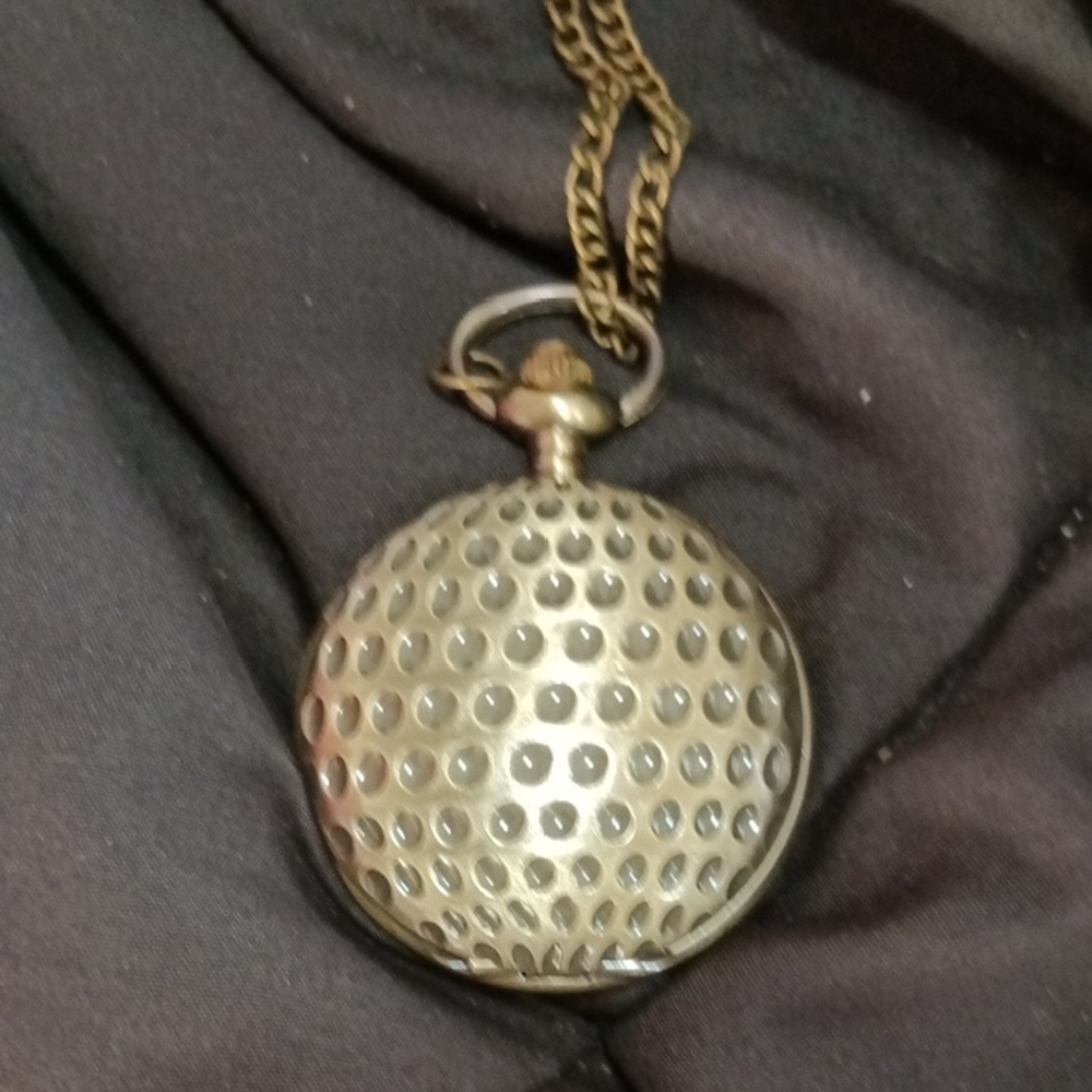 Gold Textured Pocket Watch Pendant
